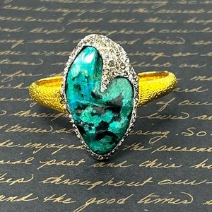✨💕ALEXIS BITTAR✨💕Cordova Chrysocolla Swarovski Crystal Designer Cuff Bracelet